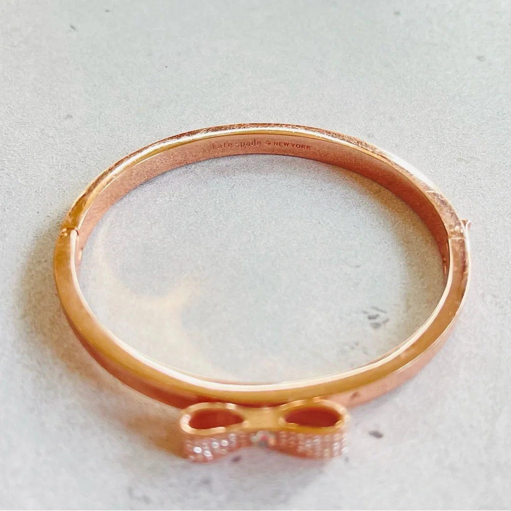 Set of 3 Kate Spade Bangles Bracelets Heart of Gold & Rose Gold Bow